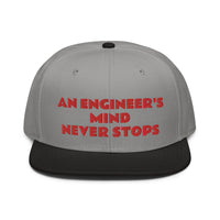 Snapback Hat "2052-0071 An Engineer's Mind Never Stops (Red Logo)" - JCBTGlobal