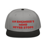 Snapback Hat "2052-0071 An Engineer's Mind Never Stops (Red Logo)" - JCBTGlobal