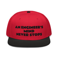 Snapback Hat "1052-0071 An Engineer's Mind Never Stops (Black Logo)" - JCBTGlobal