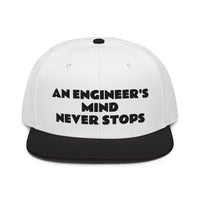 Snapback Hat "1052-0071 An Engineer's Mind Never Stops (Black Logo)" - JCBTGlobal