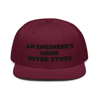 Snapback Hat "1052-0071 An Engineer's Mind Never Stops (Black Logo)" - JCBTGlobal