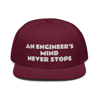 Snapback Hat "2052-0071 An Engineer's Mind Never Stops (White Logo)" - JCBTGlobal