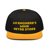 Snapback Hat "1052-0071 An Engineer's Mind Never Stops (Yellow Logo)" - JCBTGlobal