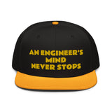 Snapback Hat "1052-0071 An Engineer's Mind Never Stops (Yellow Logo)" - JCBTGlobal