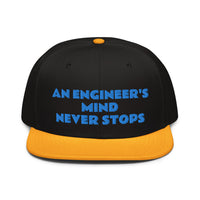 Snapback Hat "1052-0071 An Engineer's Mind Never Stops (Blue Logo)" - JCBTGlobal