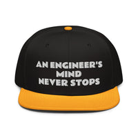 Snapback Hat "2052-0071 An Engineer's Mind Never Stops (White Logo)" - JCBTGlobal