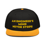 Snapback Hat "2052-0071 An Engineer's Mind Never Stops (Yellow Logo)" - JCBTGlobal