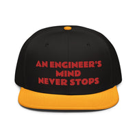 Snapback Hat "2052-0071 An Engineer's Mind Never Stops (Red Logo)" - JCBTGlobal