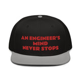 Snapback Hat "2052-0071 An Engineer's Mind Never Stops (Red Logo)" - JCBTGlobal