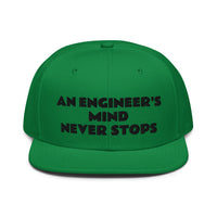 Snapback Hat "1052-0071 An Engineer's Mind Never Stops (Black Logo)" - JCBTGlobal