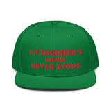 Snapback Hat "2052-0071 An Engineer's Mind Never Stops (Red Logo)" - JCBTGlobal