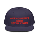 Snapback Hat "2052-0071 An Engineer's Mind Never Stops (Red Logo)" - JCBTGlobal