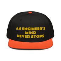 Snapback Hat "1052-0071 An Engineer's Mind Never Stops (Yellow Logo)" - JCBTGlobal