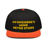 Snapback Hat "1052-0071 An Engineer's Mind Never Stops (Yellow Logo)" - JCBTGlobal