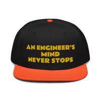 Snapback Hat "2052-0071 An Engineer's Mind Never Stops (Yellow Logo)" - JCBTGlobal