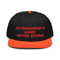 Snapback Hat "2052-0071 An Engineer's Mind Never Stops (Red Logo)" - JCBTGlobal