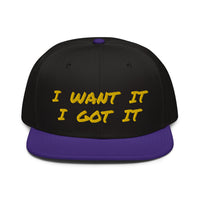 Snapback Hat "2052-0171 I Want It I Got It (Yellow Logo)" - JCBTGlobal