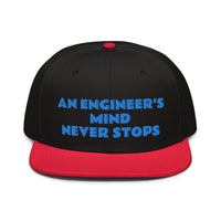 Snapback Hat "1052-0071 An Engineer's Mind Never Stops (Blue Logo)" - JCBTGlobal