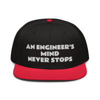 Snapback Hat "2052-0071 An Engineer's Mind Never Stops (White Logo)" - JCBTGlobal