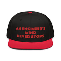 Snapback Hat "2052-0071 An Engineer's Mind Never Stops (Red Logo)" - JCBTGlobal