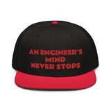 Snapback Hat "2052-0071 An Engineer's Mind Never Stops (Red Logo)" - JCBTGlobal