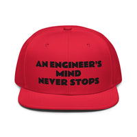 Snapback Hat "1052-0071 An Engineer's Mind Never Stops (Black Logo)" - JCBTGlobal