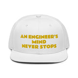 Snapback Hat "2052-0071 An Engineer's Mind Never Stops (Yellow Logo)" - JCBTGlobal