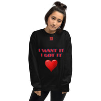 Unisex Sweatshirt "2032-0171 I Want It I Got It (Red Logo)" - JCBTGlobal