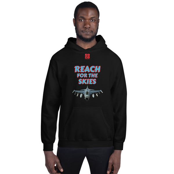 Unisex Hoodie "1042-0131 Reach For The Skies (Red Logo)" - JCBTGlobal