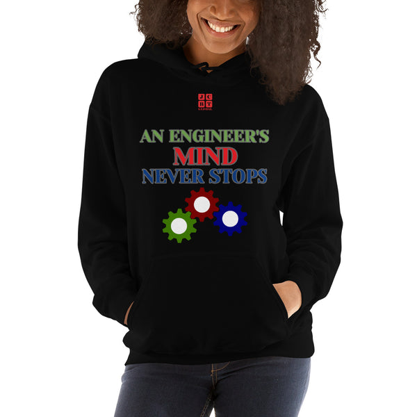 Unisex Hoodie "2042-0071 An Engineer's Mind Never Stops (Red Logo)" - JCBTGlobal