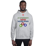 Unisex Hoodie "1042-0071 An Engineer's Mind Never Stops (Red Logo)" - JCBTGlobal