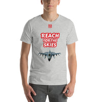 Short-Sleeve Unisex T-Shirt "10102-0131 Reach For The Skies (Red Logo)"