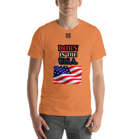 Short-Sleeve Unisex T-Shirt "10102-0041 Born In The U.S.A. (Black Logo)"