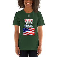 Short-Sleeve Unisex T-Shirt "20102-0041 Born In The U.S.A. (White Logo)"