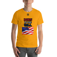 Short-Sleeve Unisex T-Shirt "10102-0041 Born In The U.S.A. (Black Logo)"