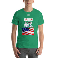 Short-Sleeve Unisex T-Shirt "10102-0041 Born In The U.S.A. (White Logo)"