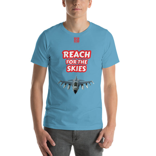 Short-Sleeve Unisex T-Shirt "10102-0131 Reach For The Skies (Red Logo)"