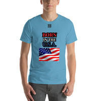 Short-Sleeve Unisex T-Shirt "10102-0041 Born In The U.S.A. (Black Logo)"