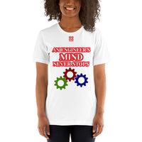 Short-sleeve unisex t-shirt "20102-0071 An Engineer's Mind Never Stops (Red Logo)"